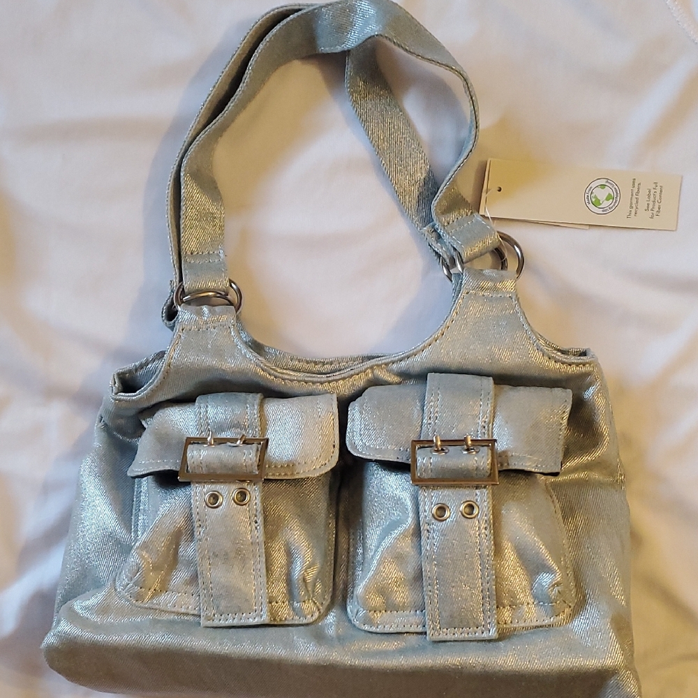 No Boundaries Metallic Silver Women's Handbag  Y2K Style NWT